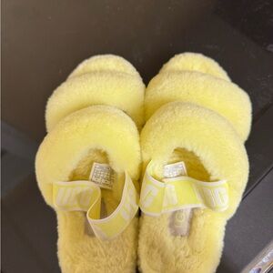 UGG Bright Yellow Fluffy Slippers